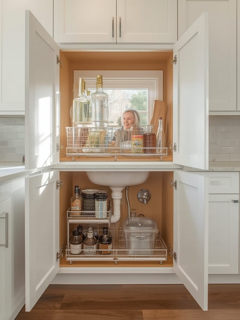 Under sink organizer installation around pipes comparison