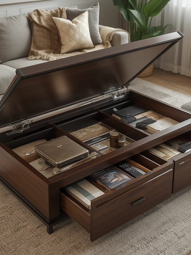 lift top coffee table in action