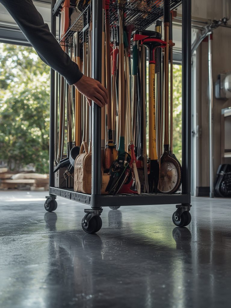 Garage Tool Storage Rack: 5 Simple Fixes That Actually Work 2 wheeled garden tool rack